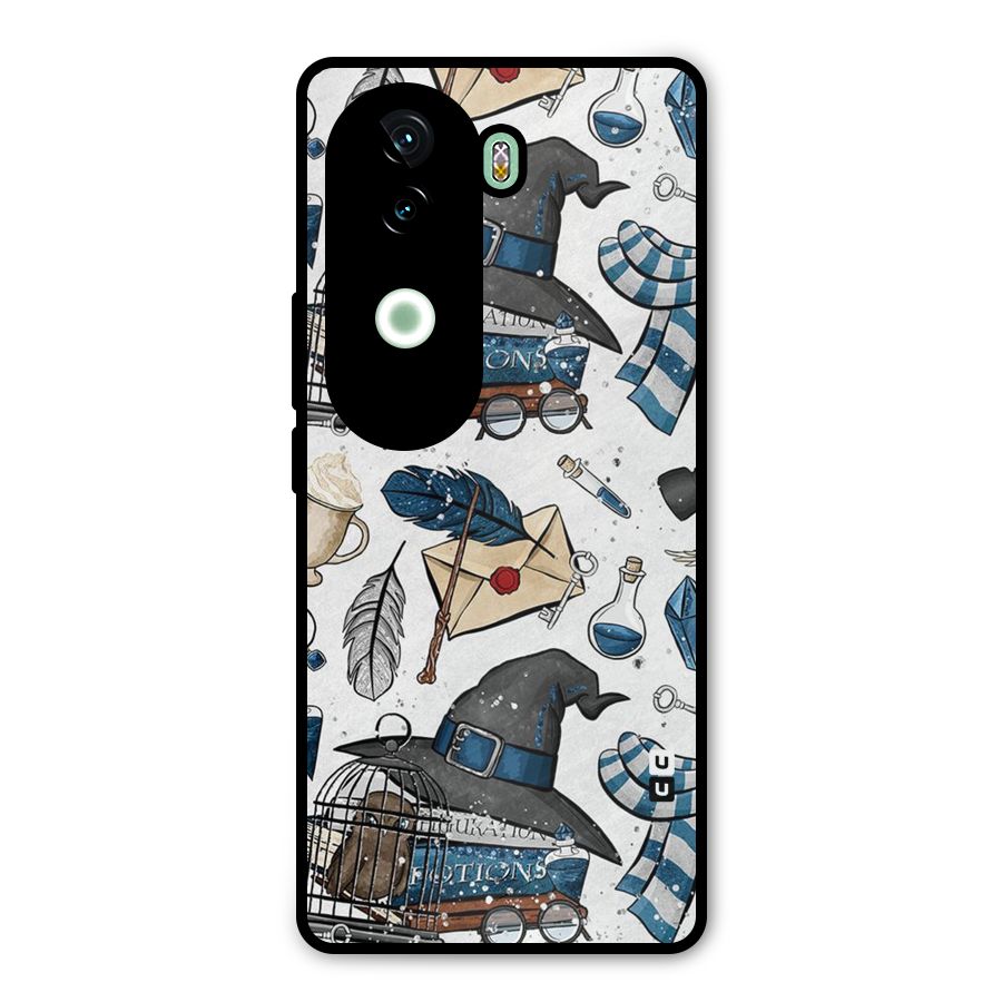 Blue Feather Hat Design Metal Back Case for Vivo V40e