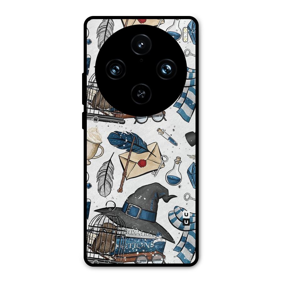 Blue Feather Hat Design Metal Back Case for Vivo X100 Pro