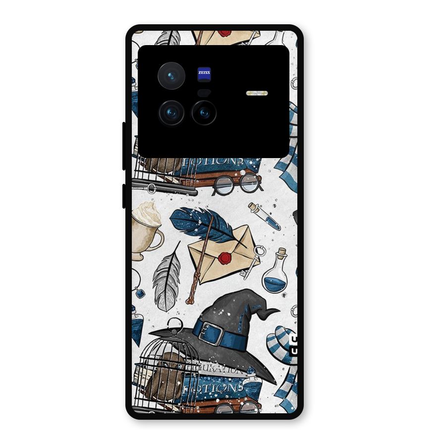 Blue Feather Hat Design Metal Back Case for Vivo X80