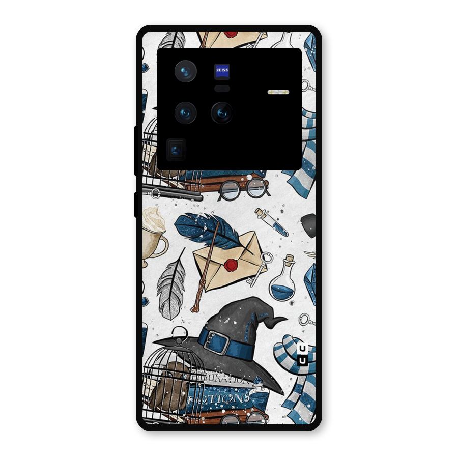 Blue Feather Hat Design Metal Back Case for Vivo X80 Pro