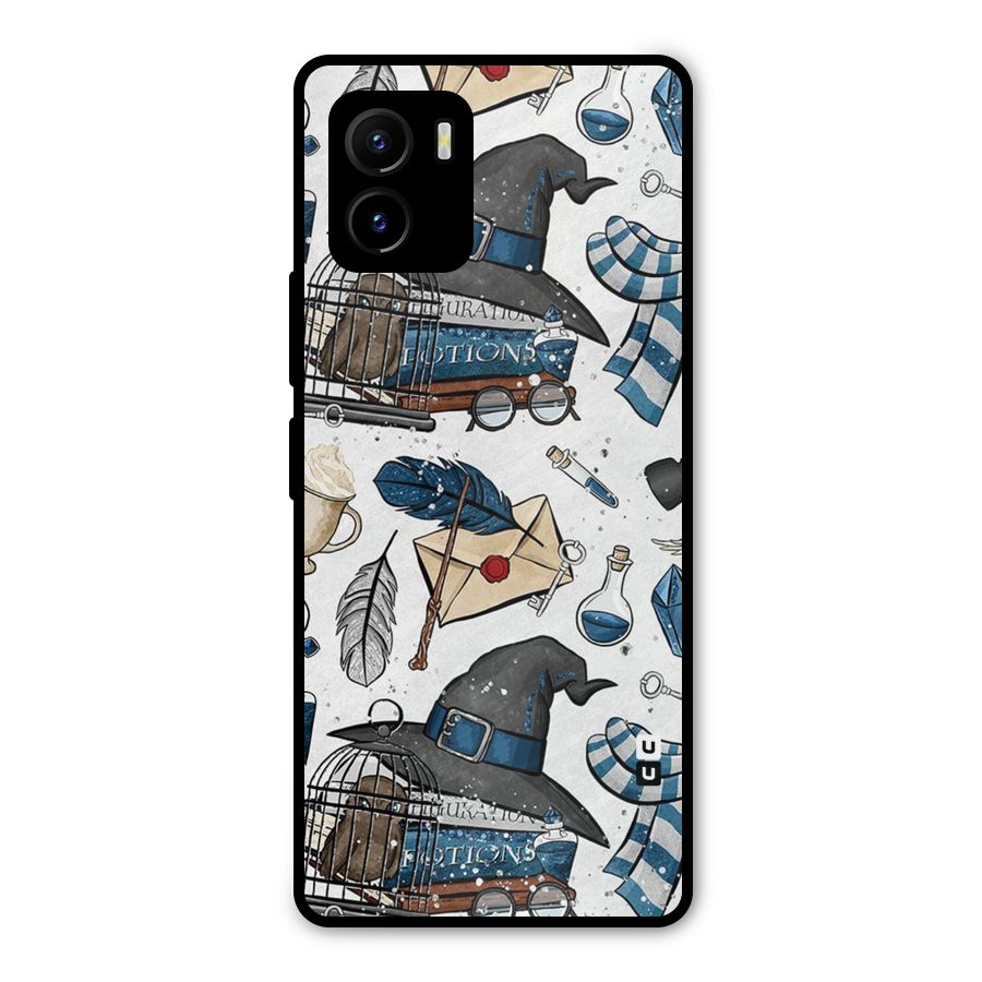 Blue Feather Hat Design Metal Back Case for Vivo Y15s