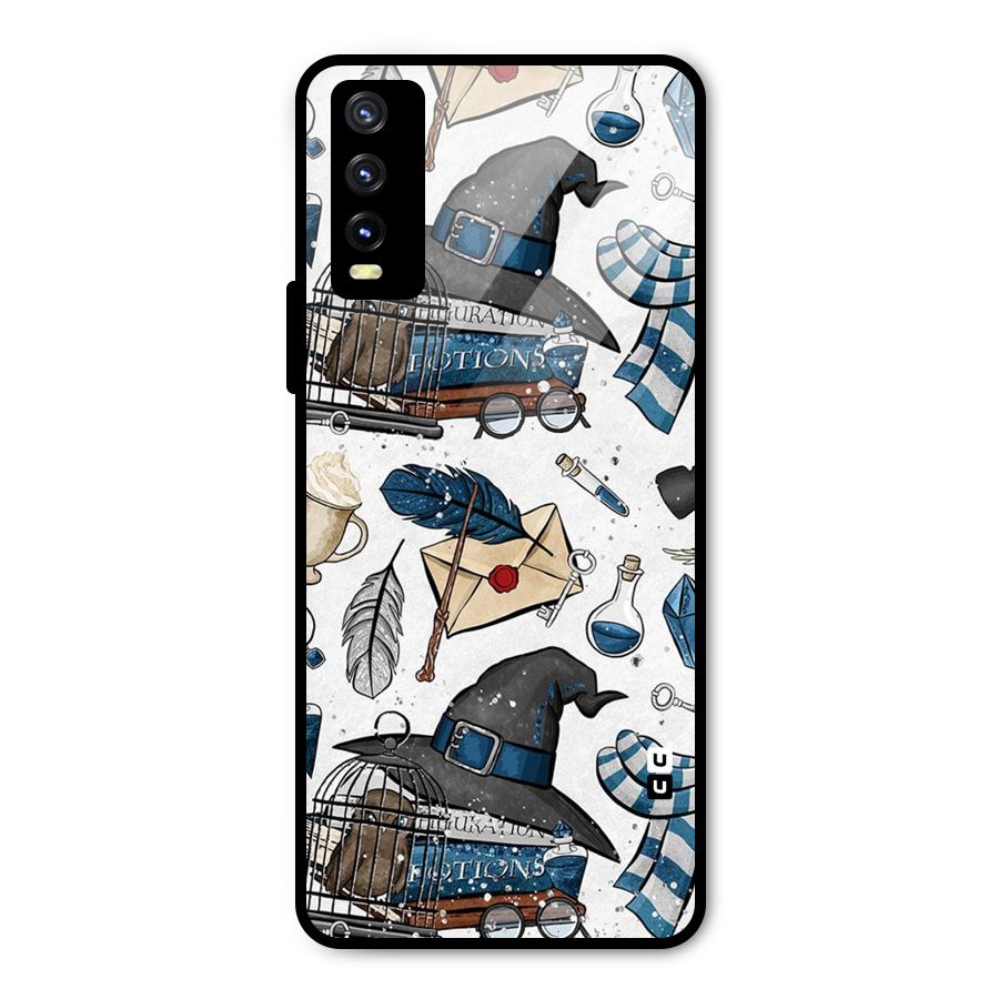Blue Feather Hat Design Metal Back Case for Vivo Y20