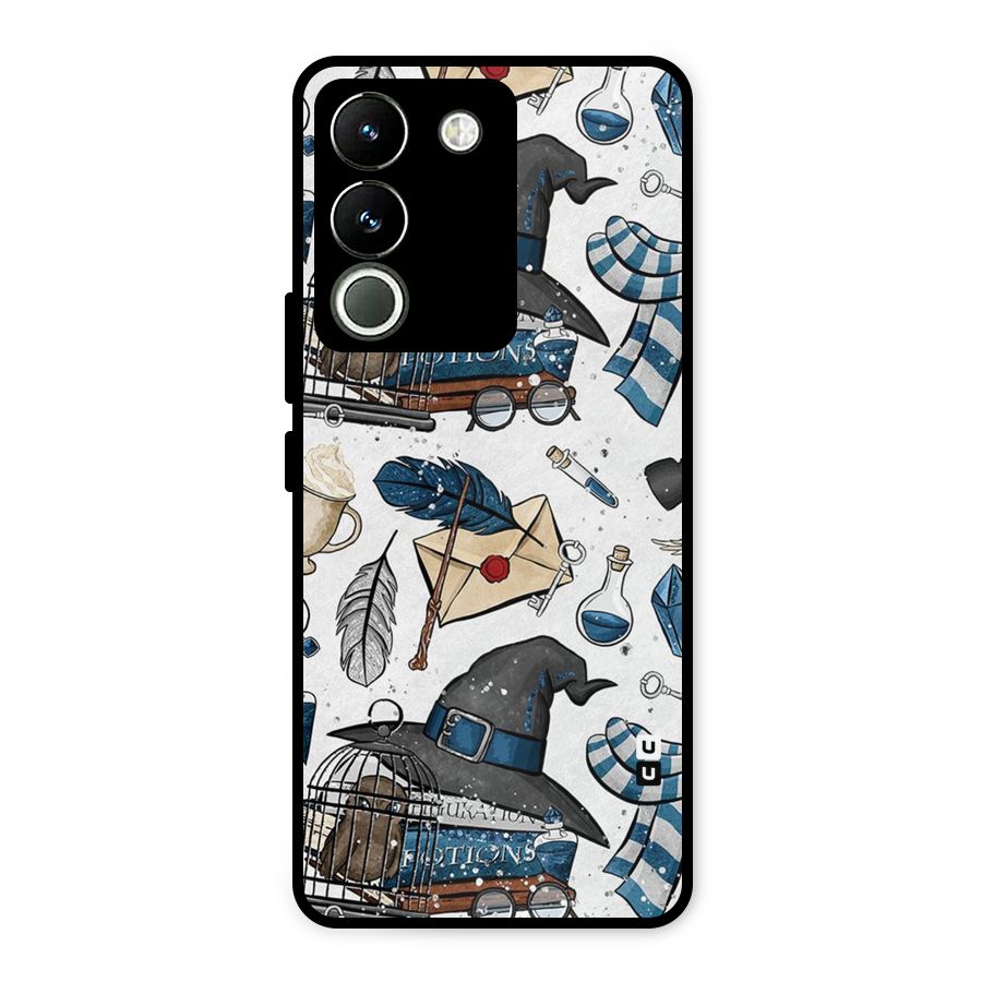 Blue Feather Hat Design Metal Back Case for Vivo Y200