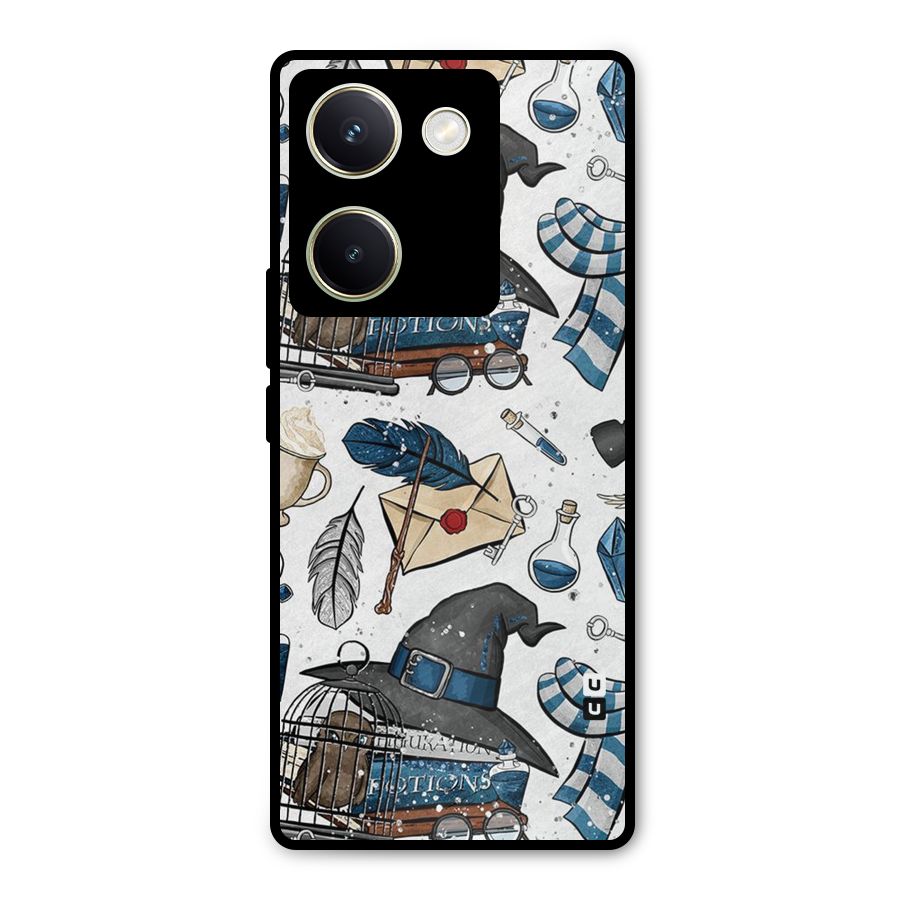 Blue Feather Hat Design Metal Back Case for Vivo Y200 Pro