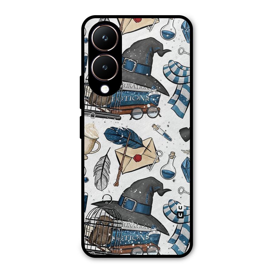 Blue Feather Hat Design Metal Back Case for Vivo Y28