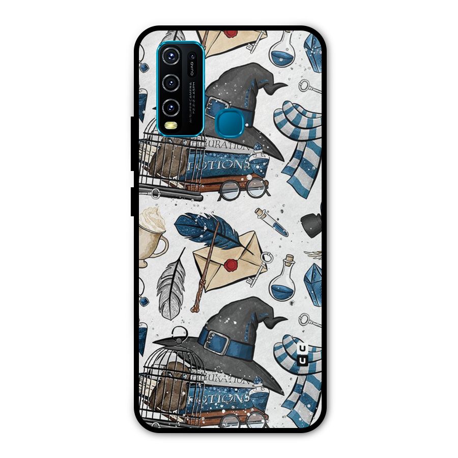 Blue Feather Hat Design Metal Back Case for Vivo Y50