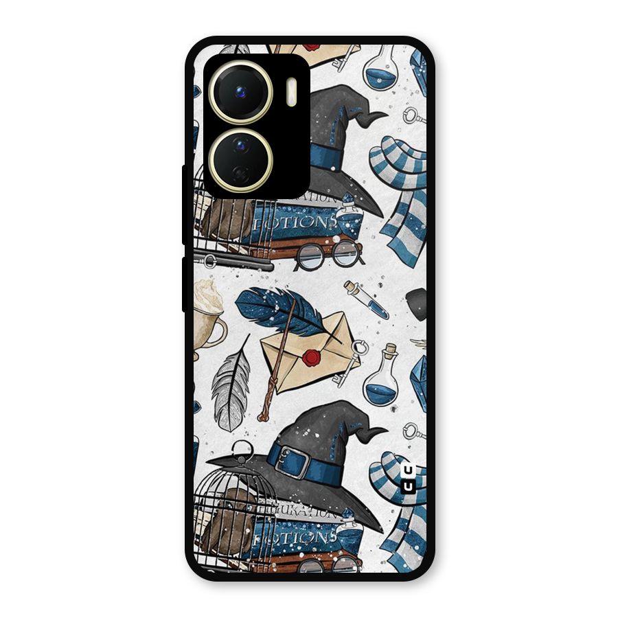 Blue Feather Hat Design Metal Back Case for Vivo Y56