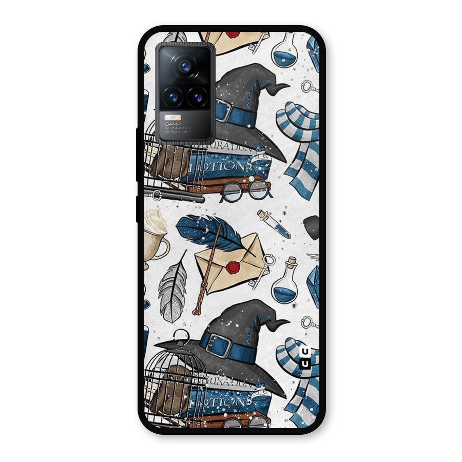 Blue Feather Hat Design Metal Back Case for Vivo Y73