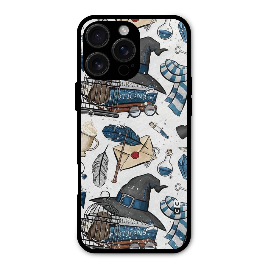 Blue Feather Hat Design Metal Back Case for iPhone 16 Pro Max