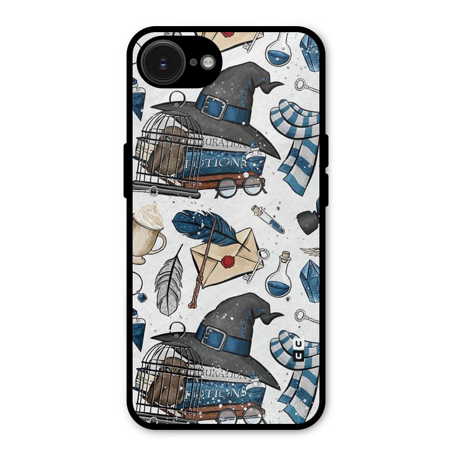 Blue Feather Hat Design Metal Back Case for iPhone 16e