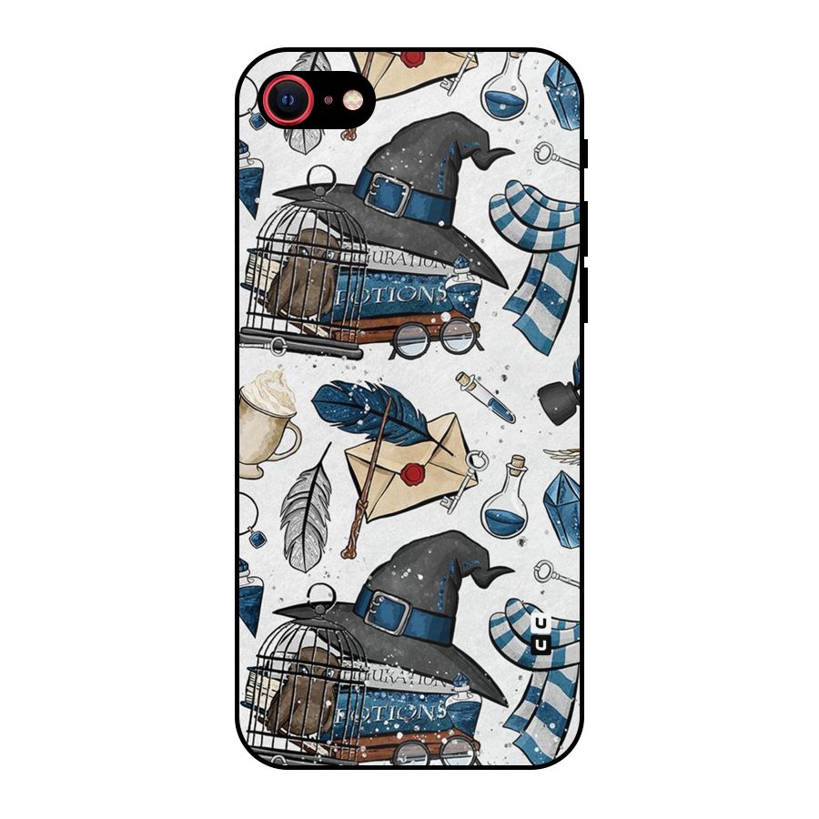 Blue Feather Hat Design Metal Back Case for iPhone 7