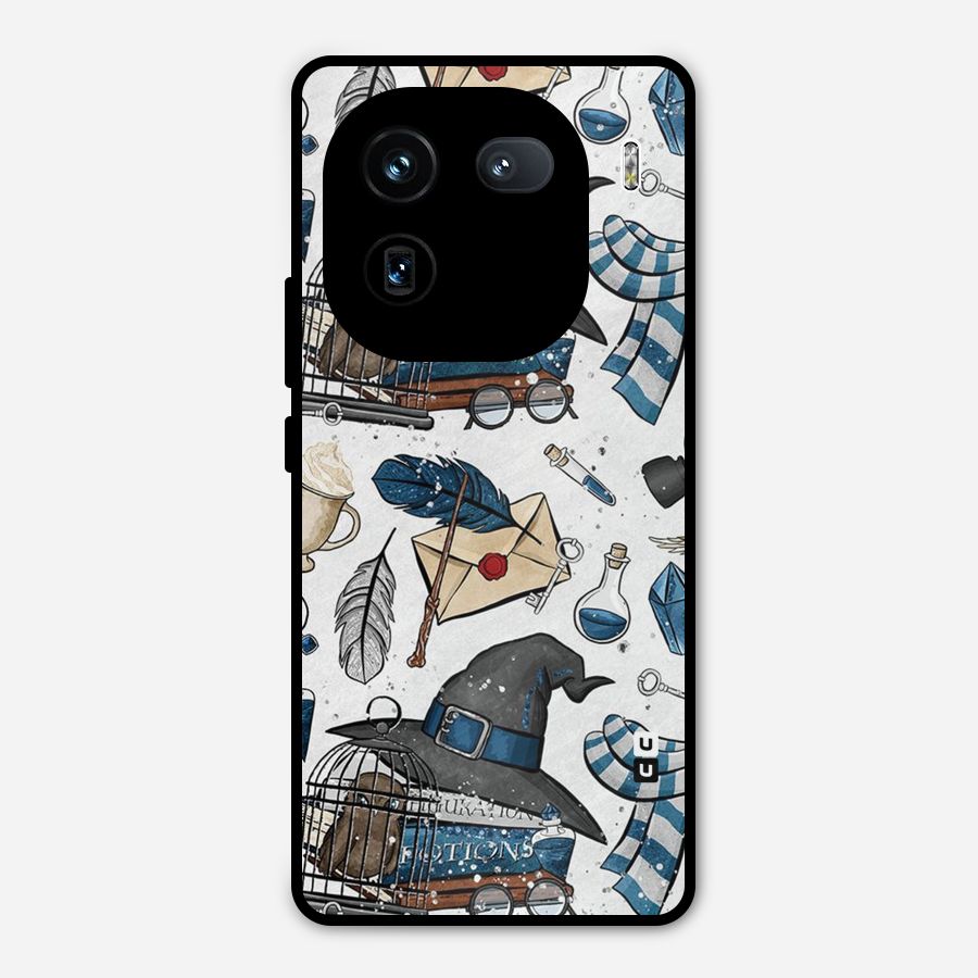 Blue Feather Hat Design Metal Back Case for iQOO 12