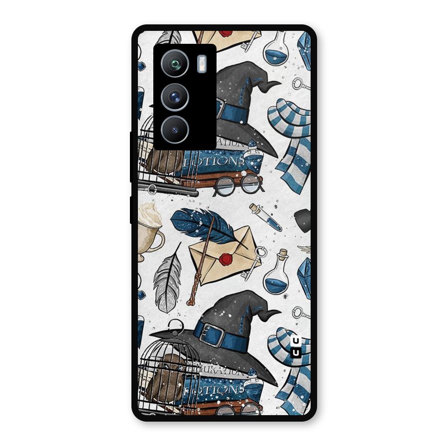 Blue Feather Hat Design Metal Back Case for iQOO 9 SE