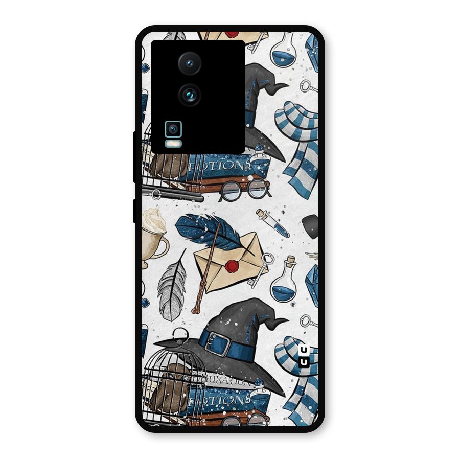 Blue Feather Hat Design Metal Back Case for iQOO Neo 7