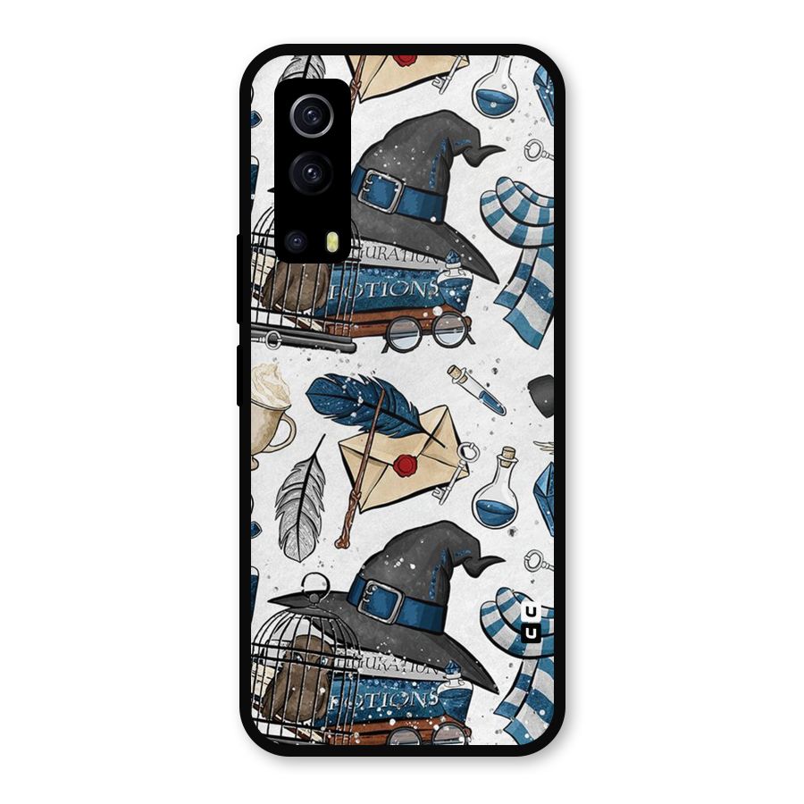 Blue Feather Hat Design Metal Back Case for iQOO Z3