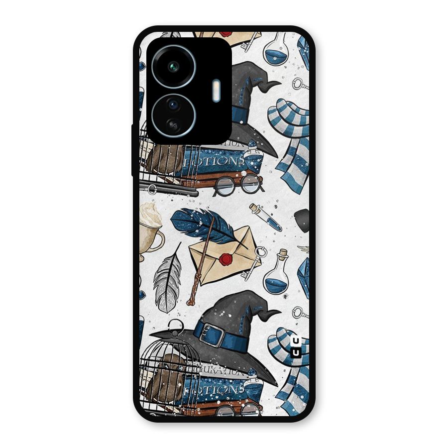 Blue Feather Hat Design Metal Back Case for vivo iQOO Z6 Lite 5G