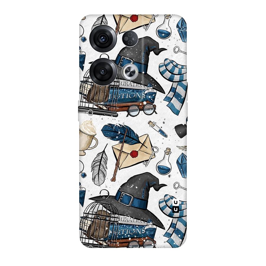 Blue Feather Hat Design Original Polycarbonate Back Case for Oppo Reno8 Pro 5G