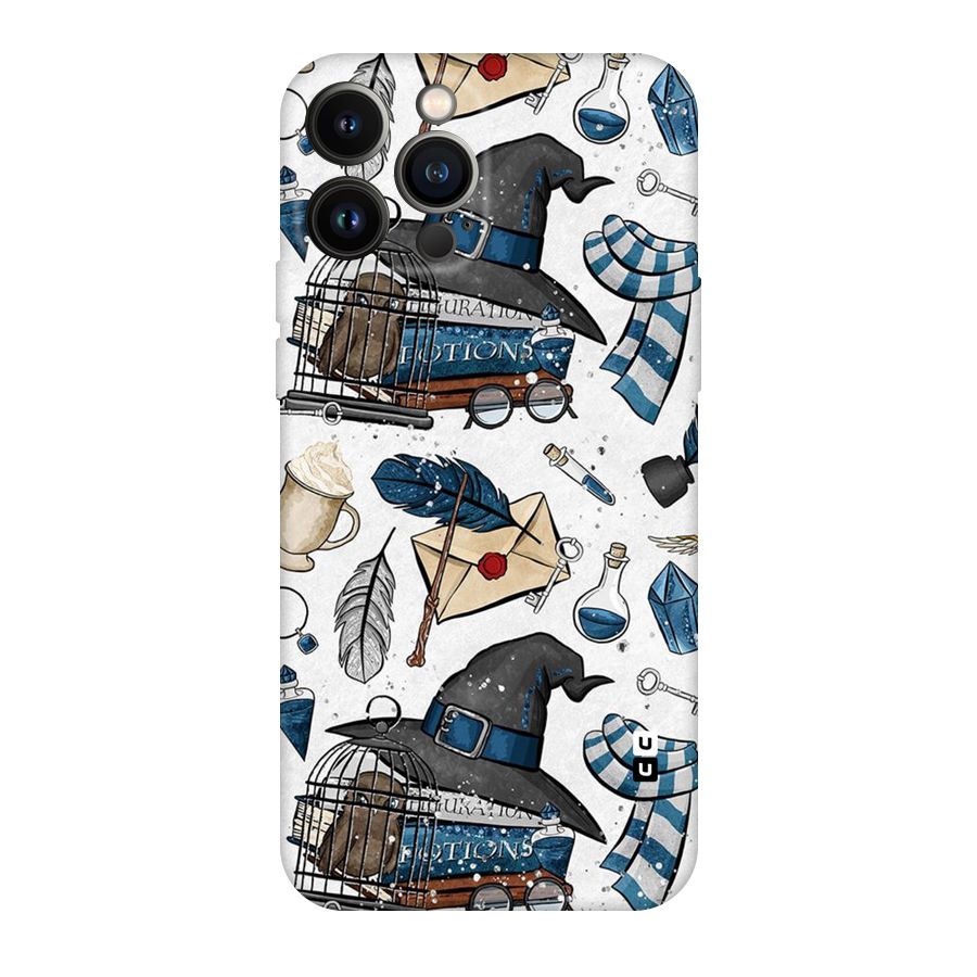 Blue Feather Hat Design Original Polycarbonate Back Case for iPhone 13 Pro Max