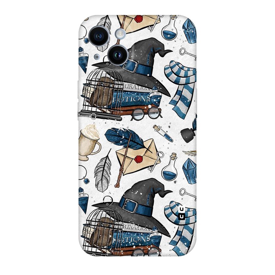 Blue Feather Hat Design Original Polycarbonate Back Case for iPhone 14