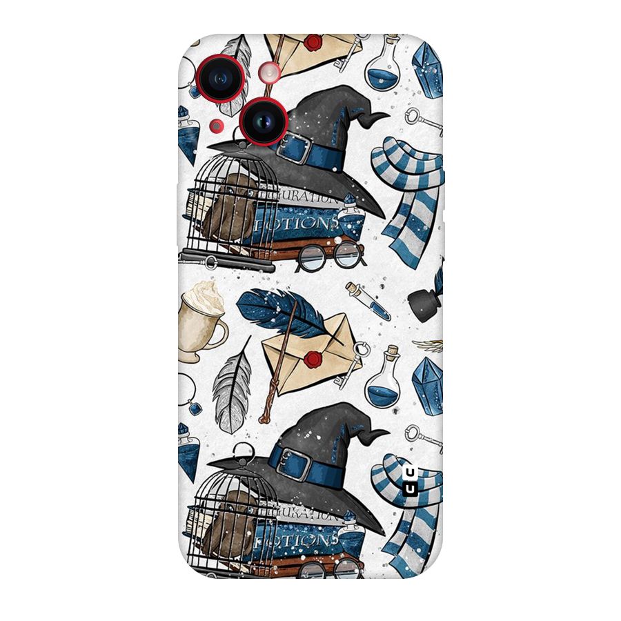 Blue Feather Hat Design Original Polycarbonate Back Case for iPhone 14 Plus