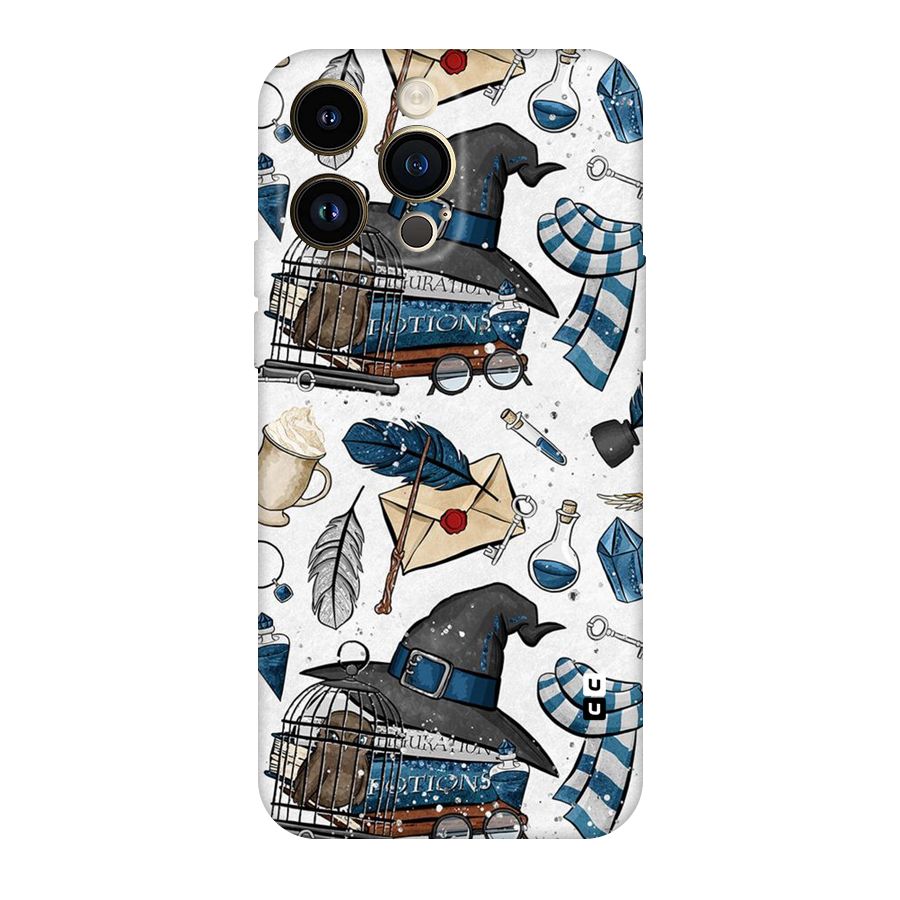 Blue Feather Hat Design Original Polycarbonate Back Case for iPhone 14 Pro Max