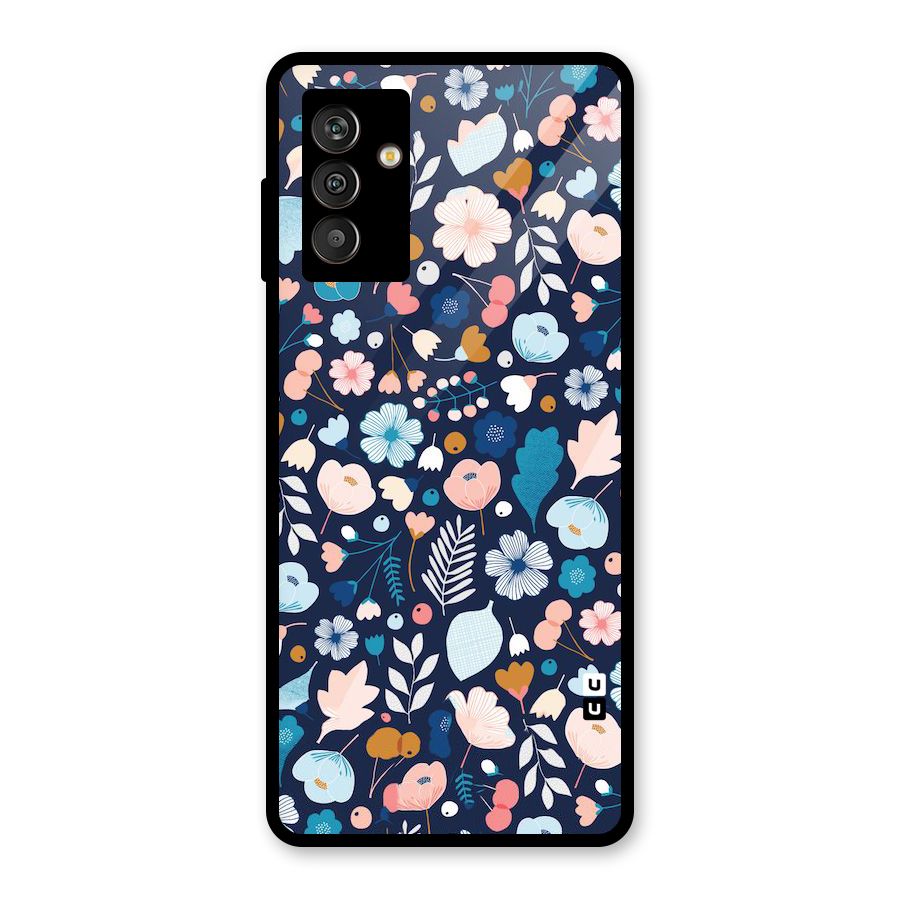 Blue Floral Glass Back Case for Galaxy M13