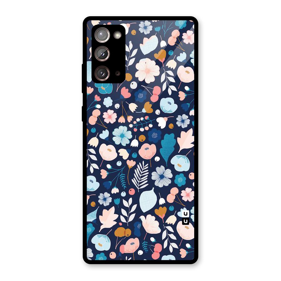 Blue Floral Glass Back Case for Galaxy Note 20