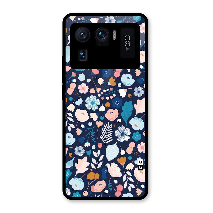 Blue Floral Glass Back Case for Mi 11 Ultra