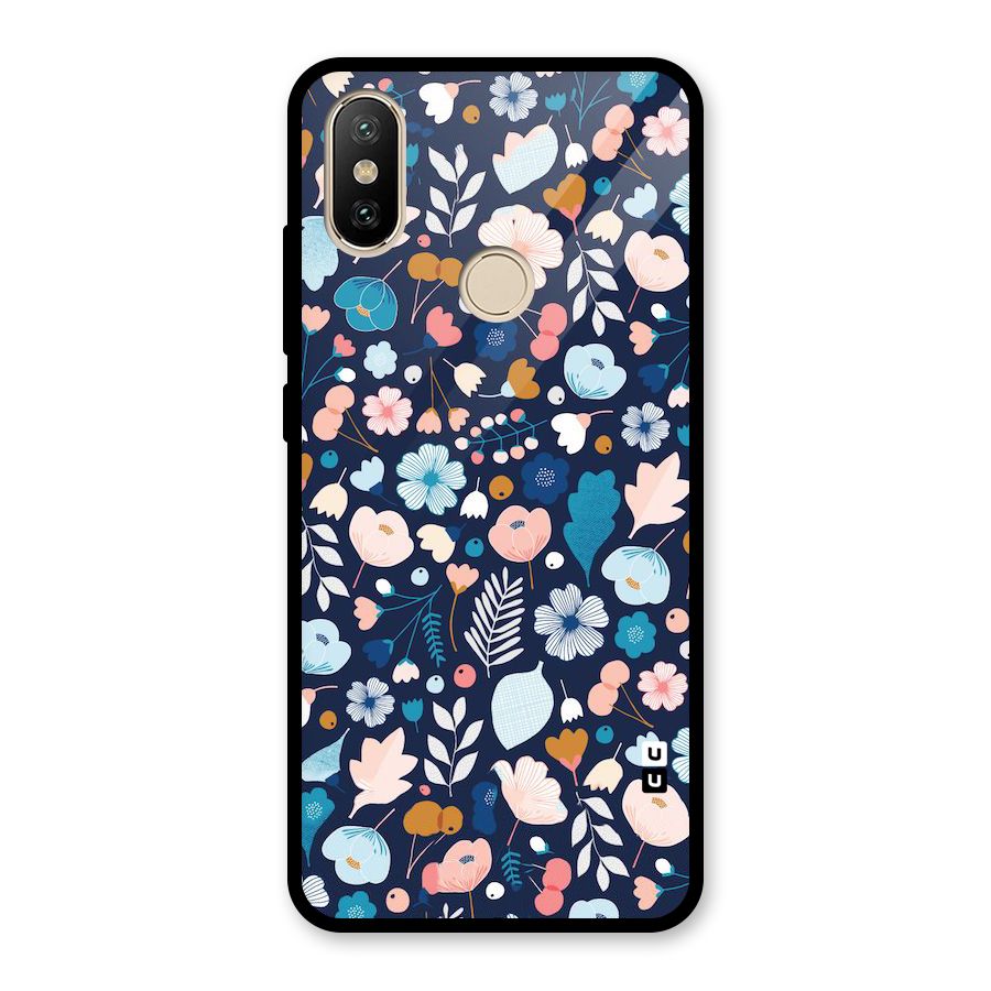 Blue Floral Glass Back Case for Redmi A2