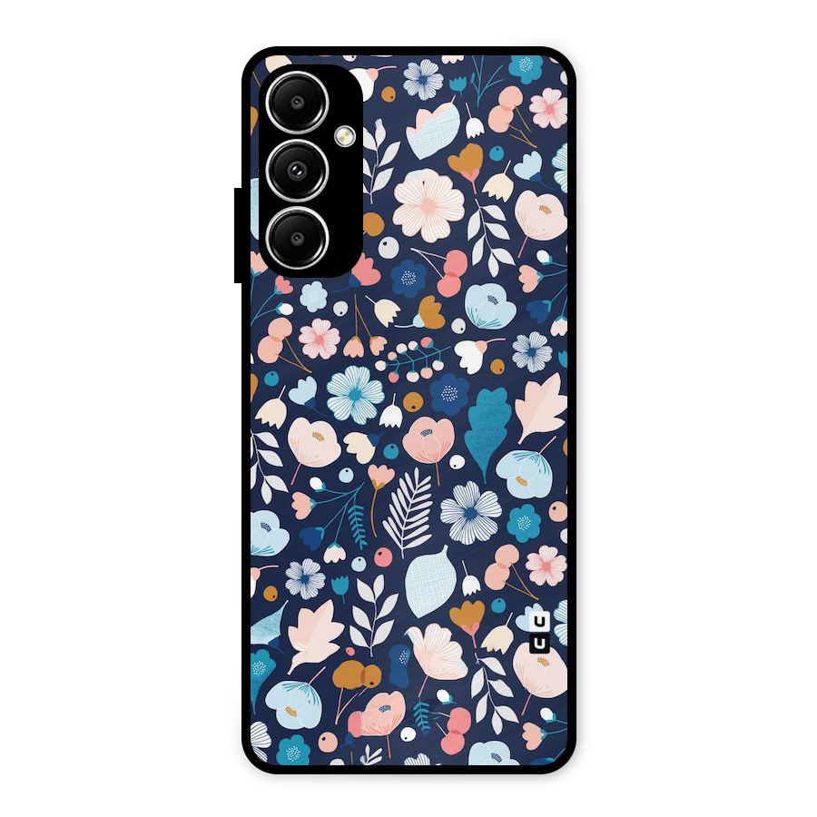 Blue Floral Metal Back Case for Galaxy A05s