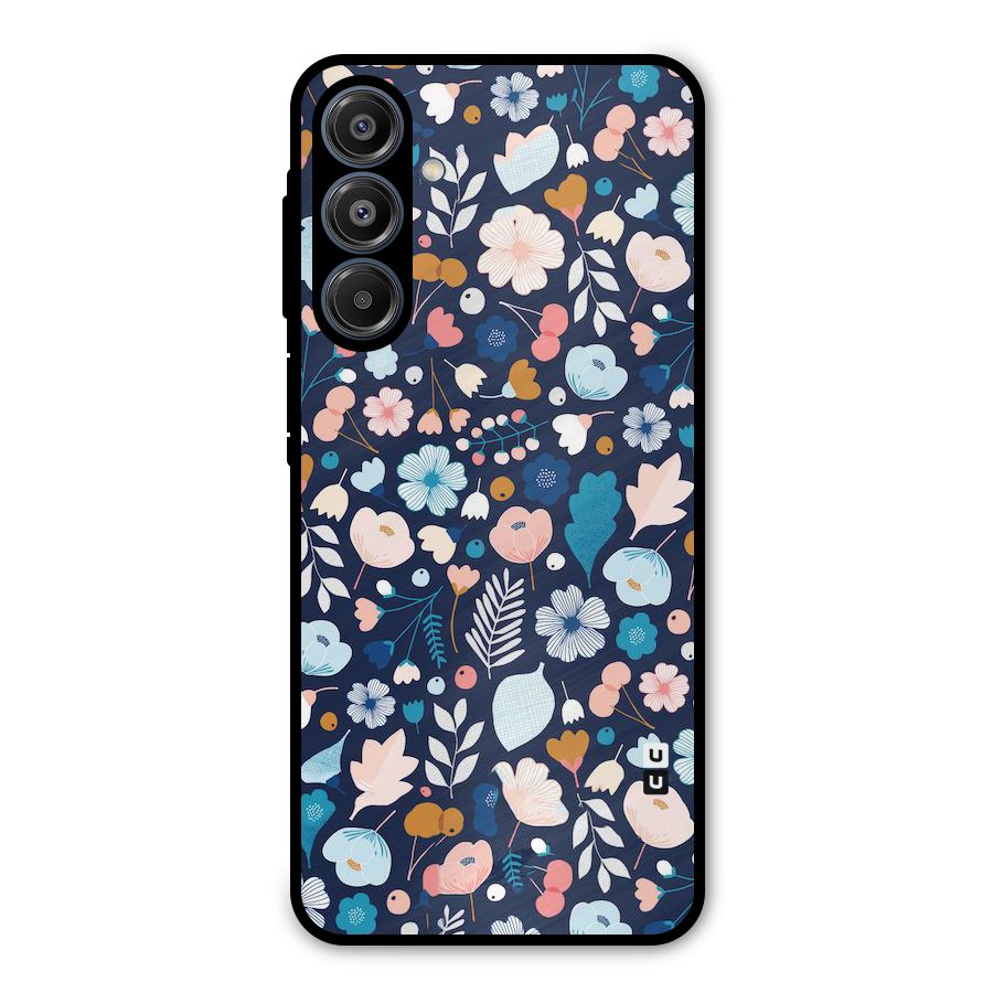 Blue Floral Metal Back Case for Galaxy A16 5G