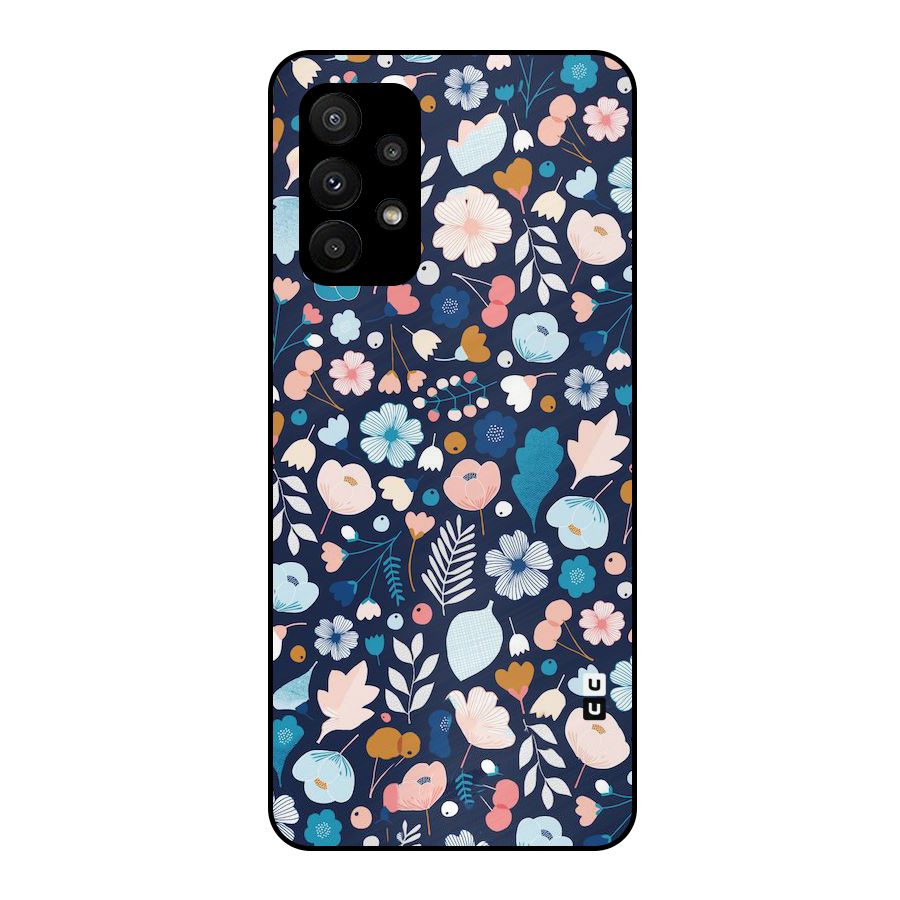 Blue Floral Metal Back Case for Galaxy A23