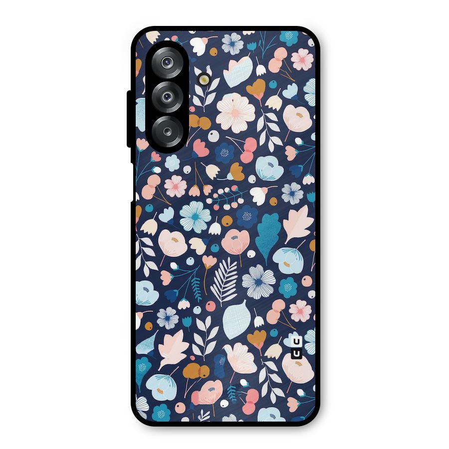 Blue Floral Metal Back Case for Galaxy A26