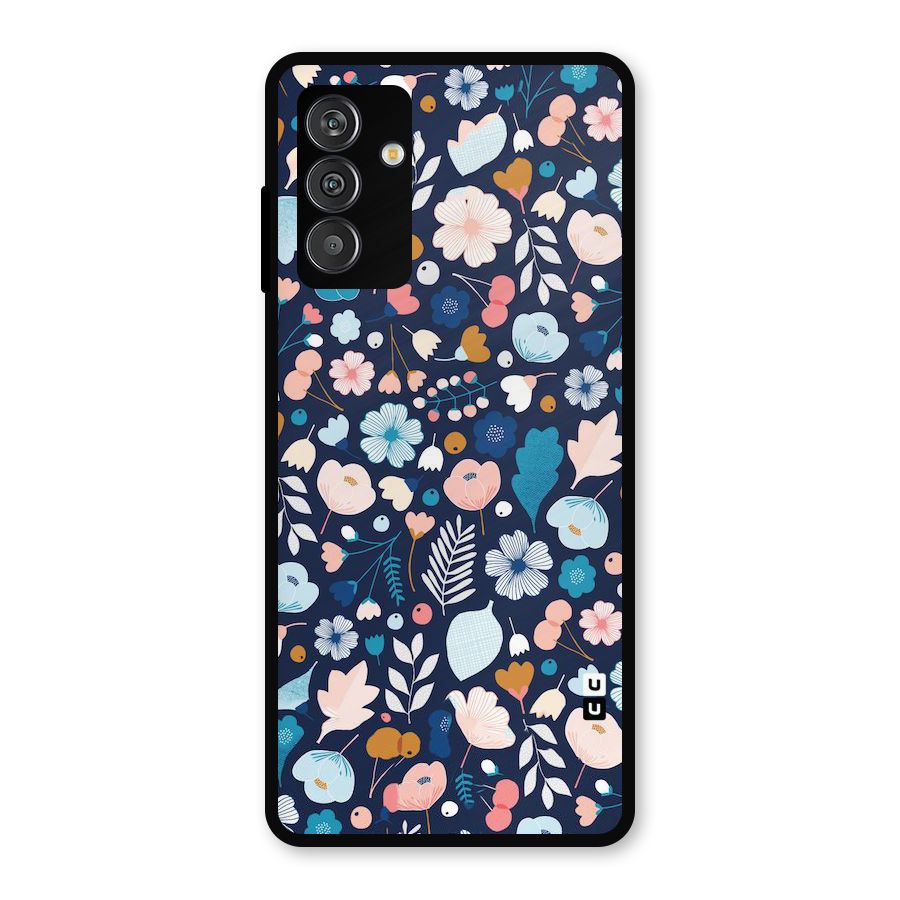 Blue Floral Metal Back Case for Galaxy M13