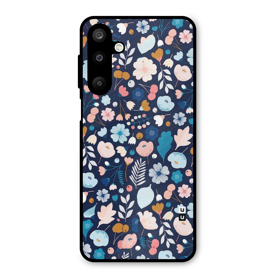 Blue Floral Metal Back Case for Galaxy M16