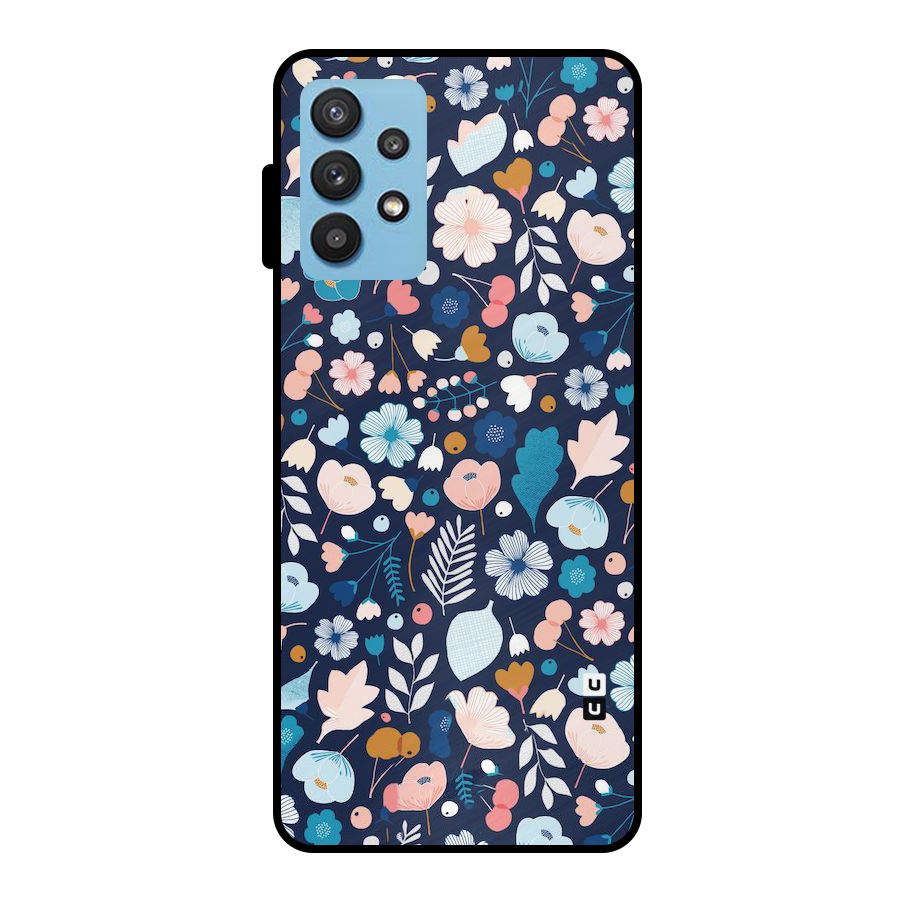 Blue Floral Metal Back Case for Galaxy M32 5G