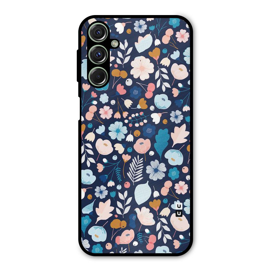 Blue Floral Metal Back Case for Galaxy M34
