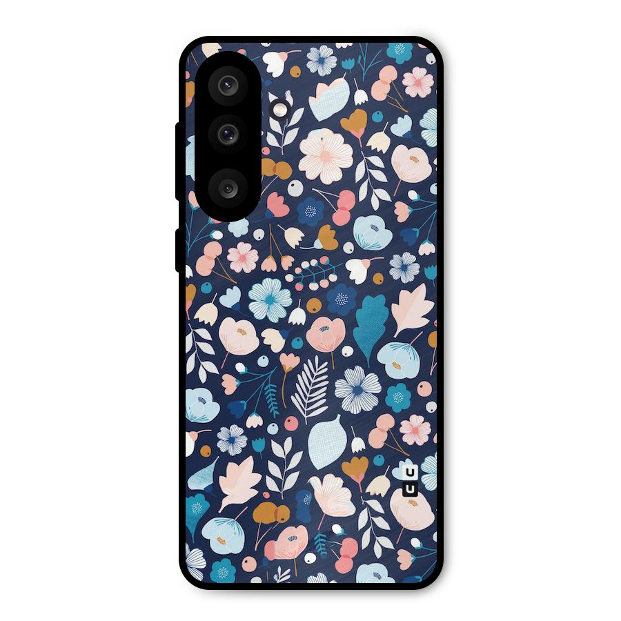 Blue Floral Metal Back Case for Galaxy M56