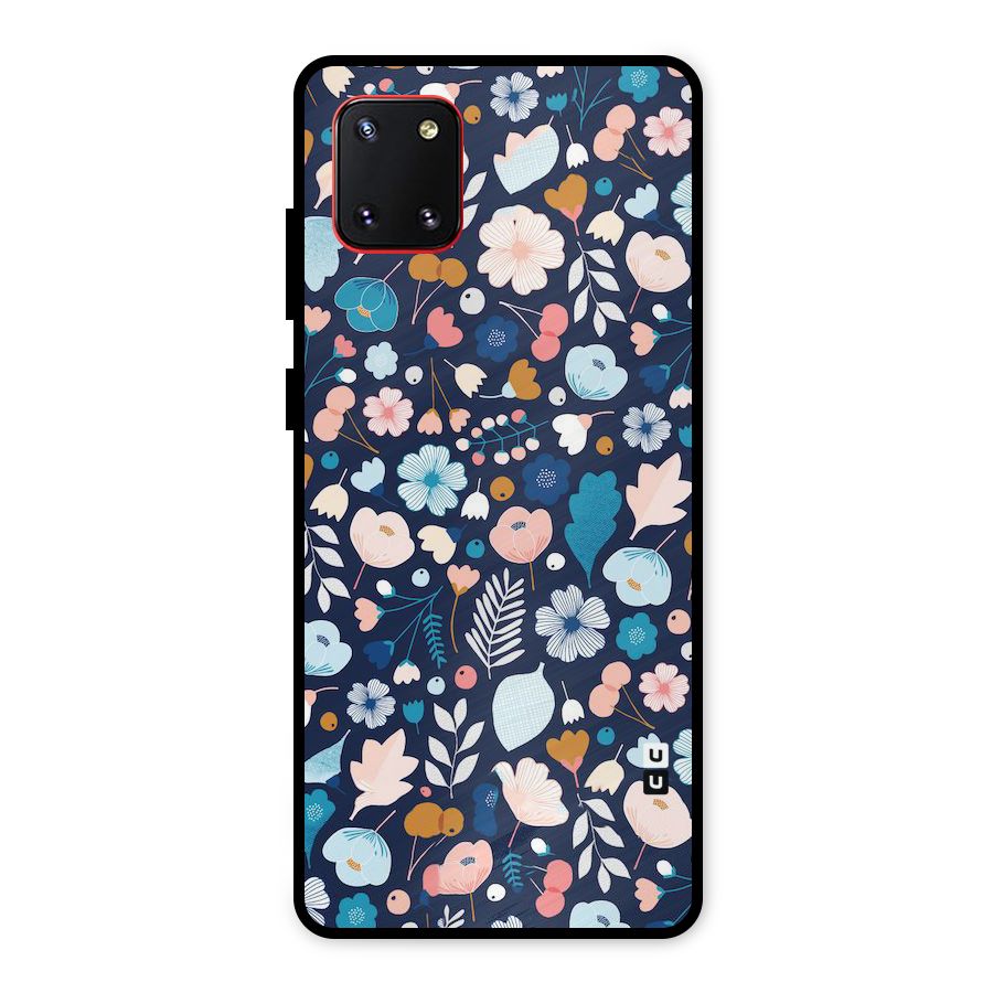 Blue Floral Metal Back Case for Galaxy Note 10 Lite