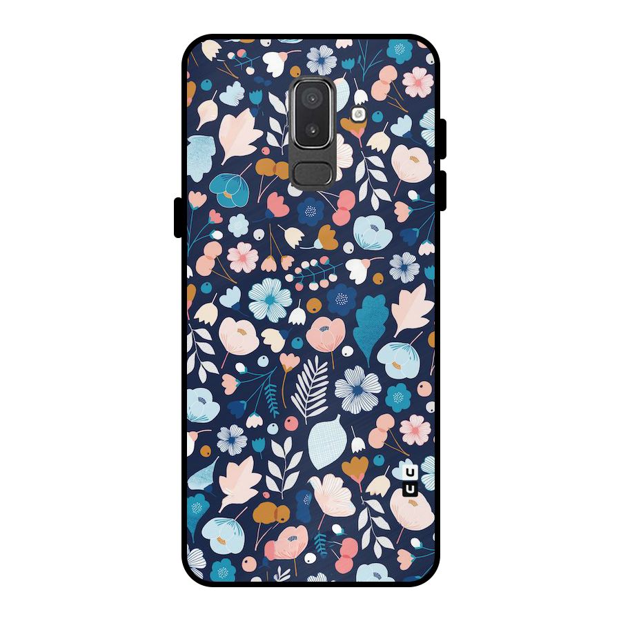 Blue Floral Metal Back Case for Galaxy On8 (2018)