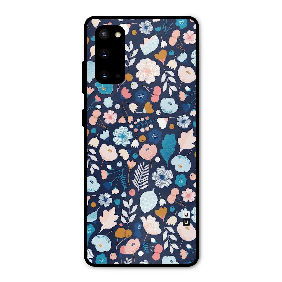 Blue Floral Metal Back Case for Galaxy S20