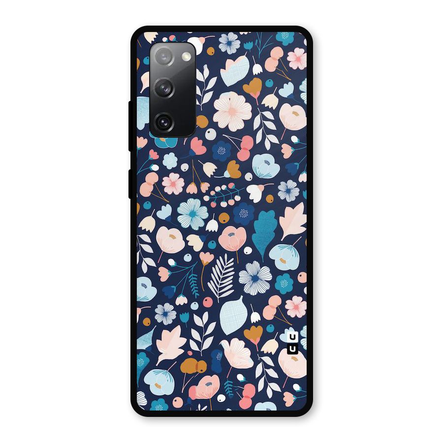 Blue Floral Metal Back Case for Galaxy S20 FE 5G