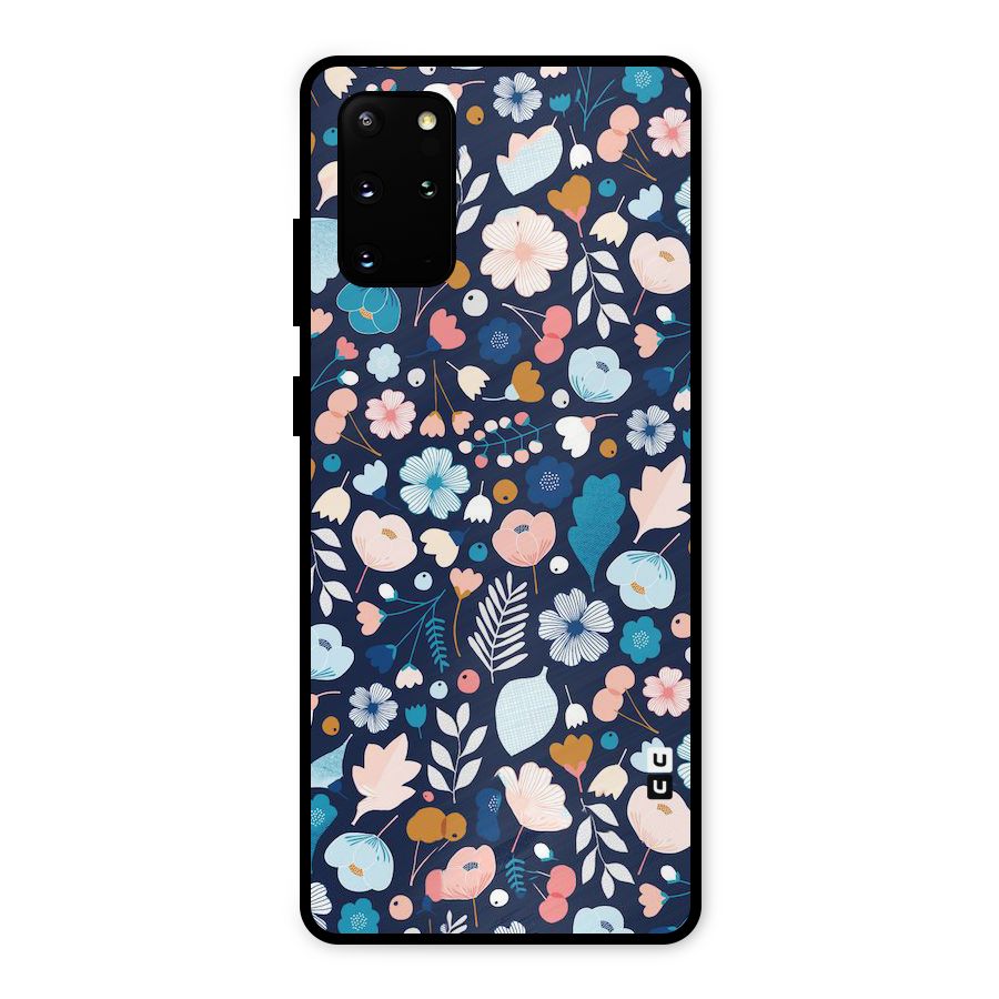 Blue Floral Metal Back Case for Galaxy S20 Plus