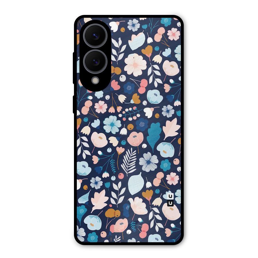 Blue Floral Metal Back Case for Galaxy S25 Edge