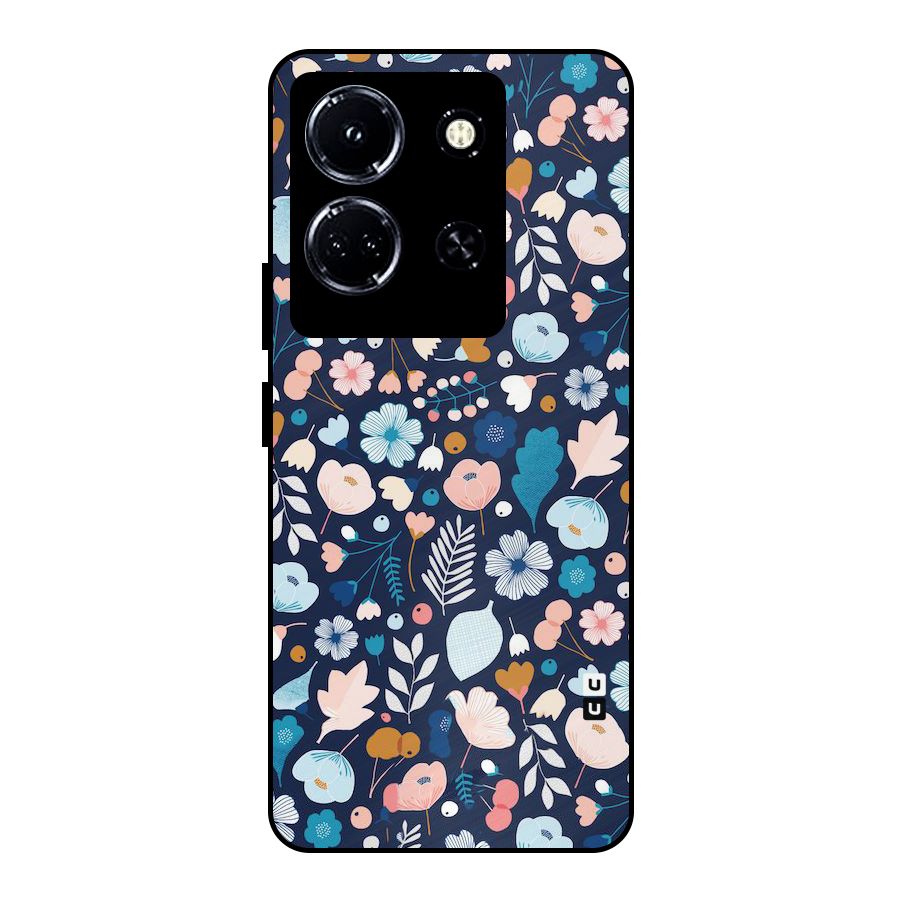 Blue Floral Metal Back Case for Infinix Note 30 5G