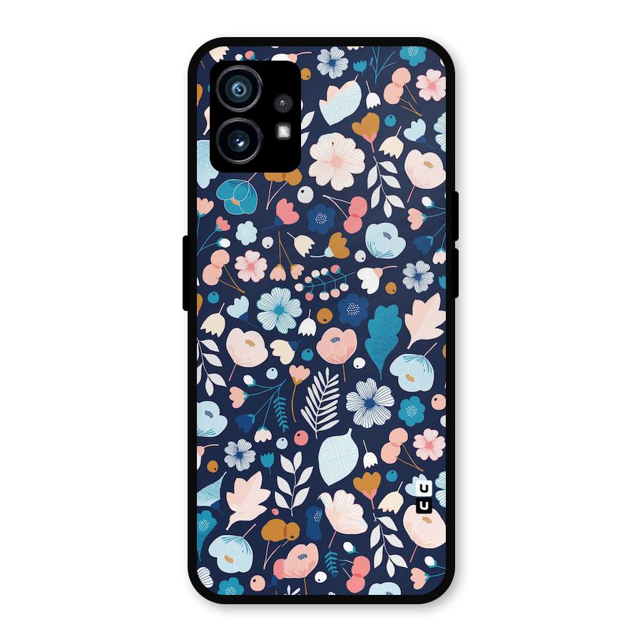 Blue Floral Metal Back Case for Nothing Phone 1