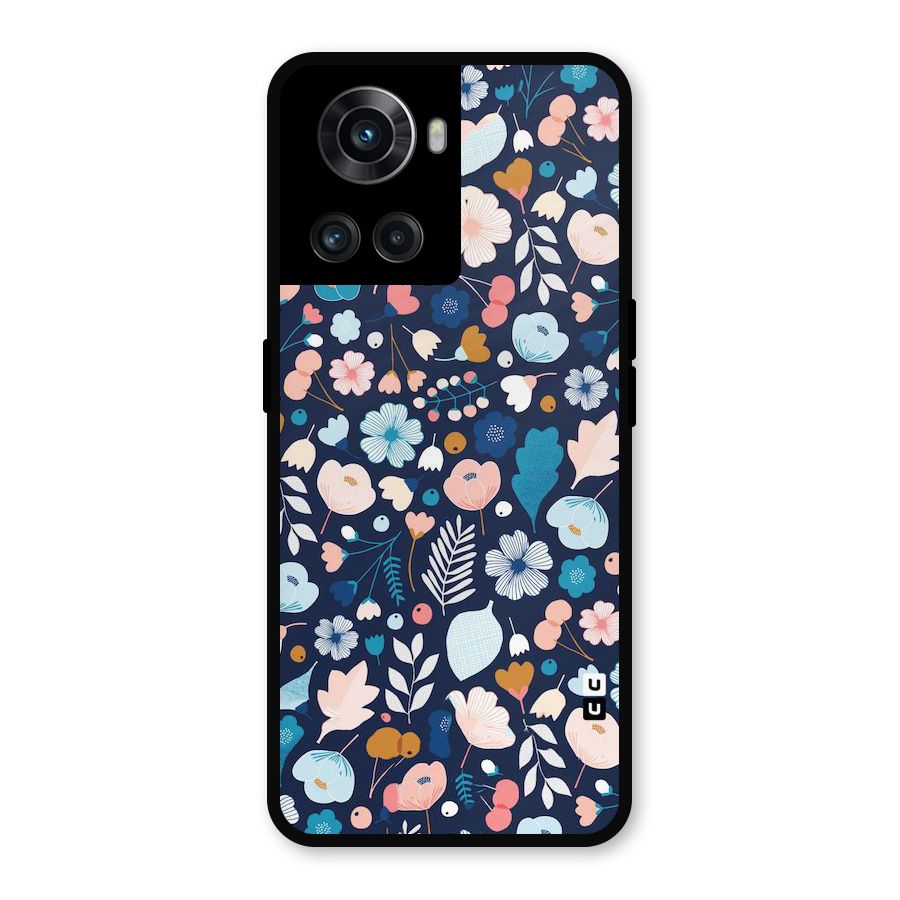 Blue Floral Metal Back Case for OnePlus 10R
