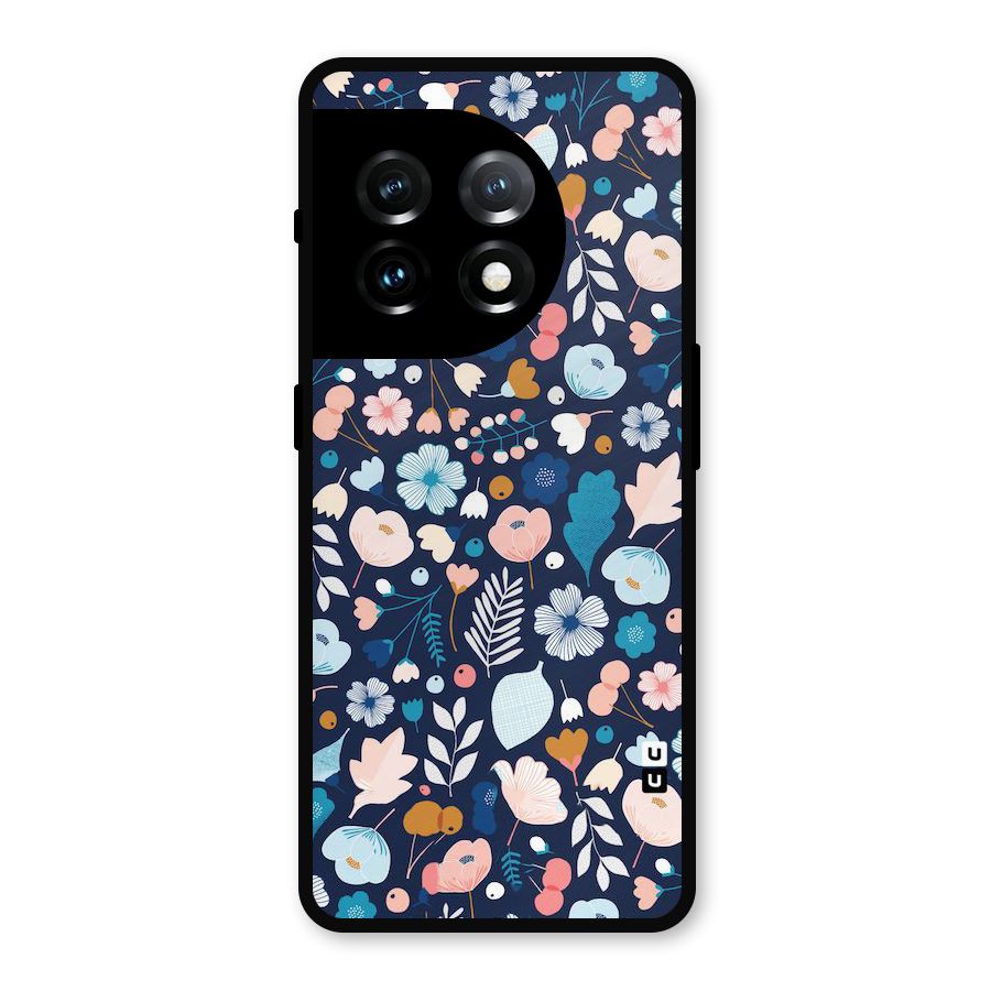 Blue Floral Metal Back Case for OnePlus 11