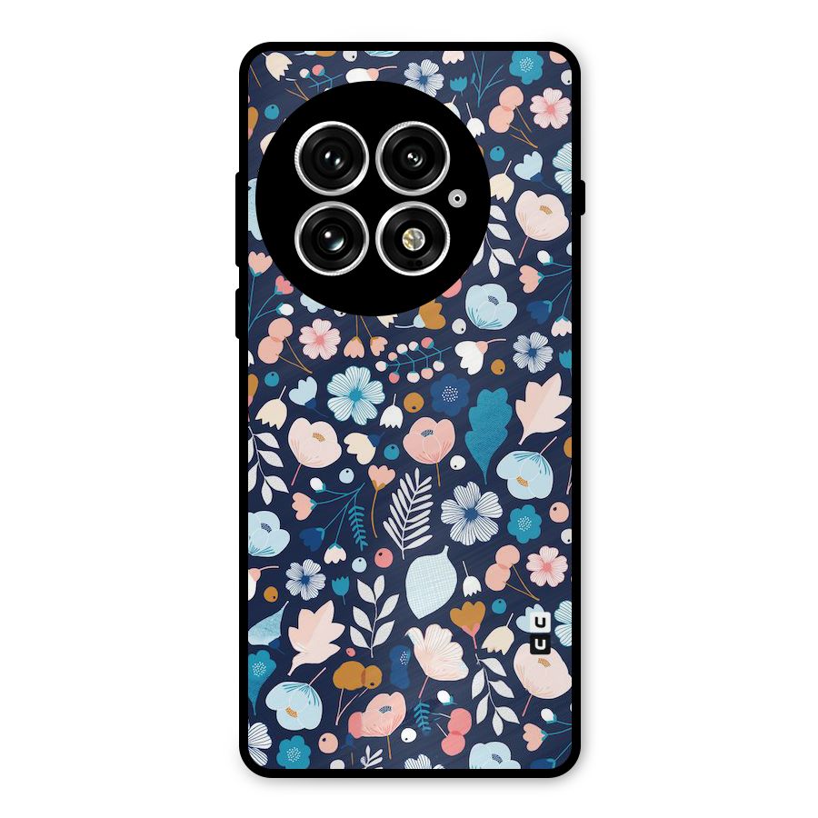 Blue Floral Metal Back Case for OnePlus 13