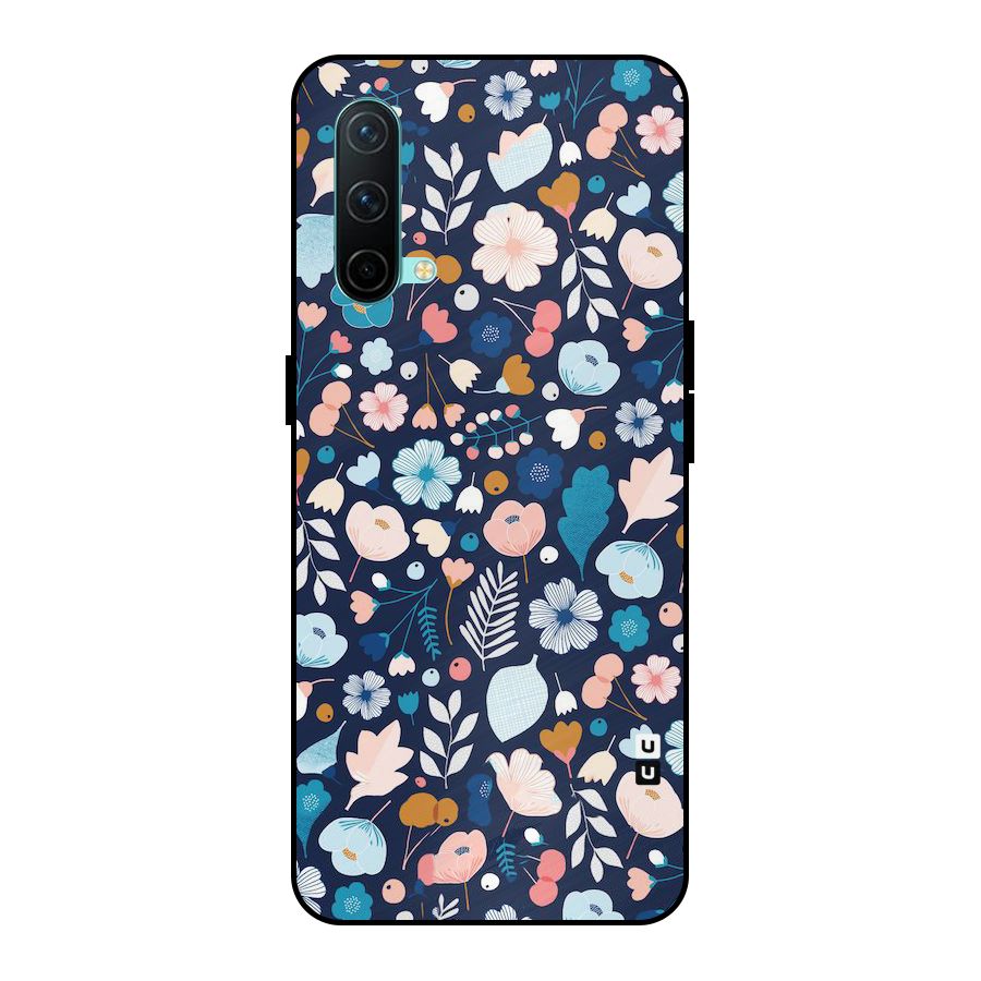 Blue Floral Metal Back Case for OnePlus Nord CE 5G